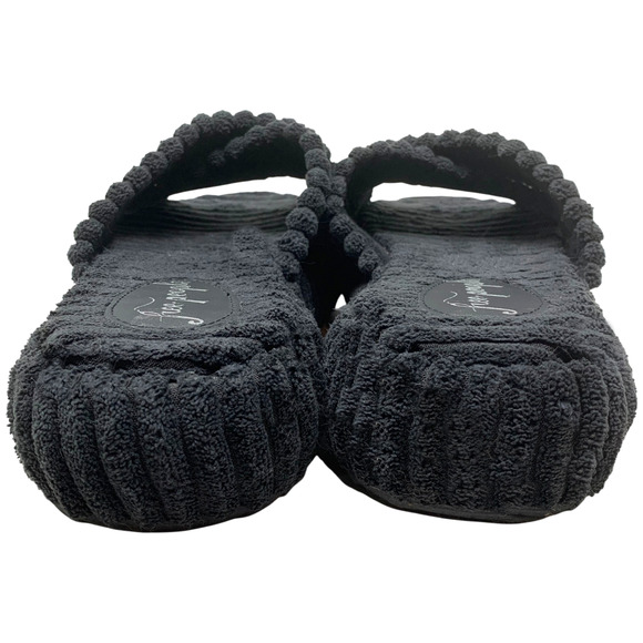 Free People 2 Days in Ibiza Black Terry Cloth Slip On Platform Sandals Sz 10 - Picture 8 of 10